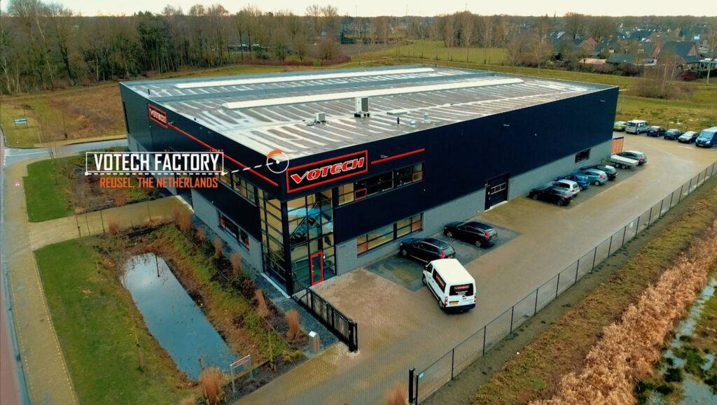 Votech droneshot of outside factory